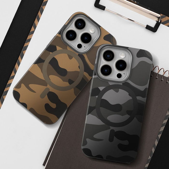 FORCELL F-PROTECT Levels z Dual Layer 4D technology, Miliatry Drop-Test kompatybilny z MagSafe do IPHONE 16 PRO desert camo