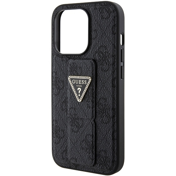 Etui Guess GUHCP15LPGS4TDK iPhone 15 Pro 6.1" czarny/black hardcase Grip Stand 4G Triangle Strass Case