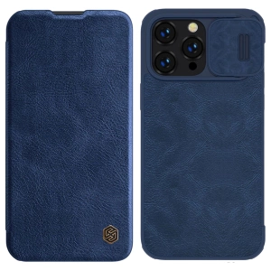 Nillkin Qin Leather Pro Case etui iPhone 14 Pro Max osłona na aparat kabura pokrowiec obudowa z klapką niebieski