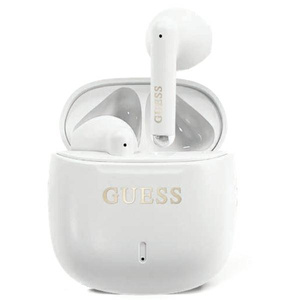 Guess słuchawki Bluetooth GUTWSJ14ESGH    TWS + stacja dokująca biały/white Printed Classic Logo