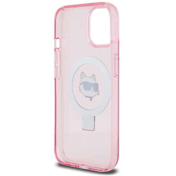 Etui Karl Lagerfeld KLHMP15SHMRSCHP iPhone 15 6.1" różowy/pink hardcase Ring Stand Choupette Head MagSafe Case