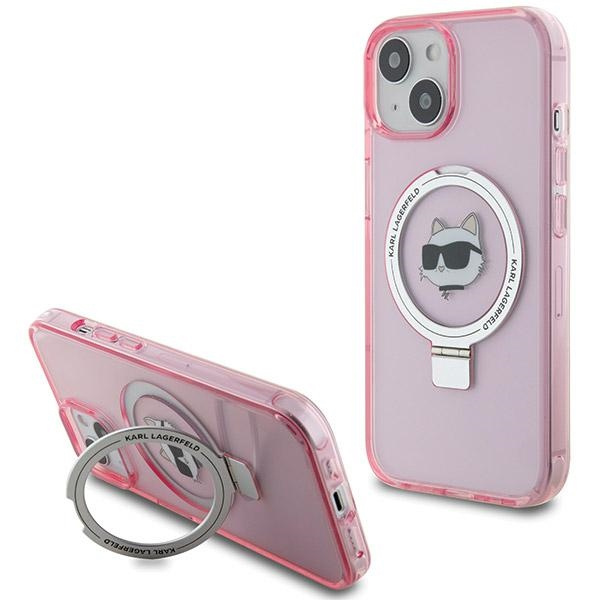 Etui Karl Lagerfeld KLHMP15SHMRSCHP iPhone 15 6.1" różowy/pink hardcase Ring Stand Choupette Head MagSafe Case