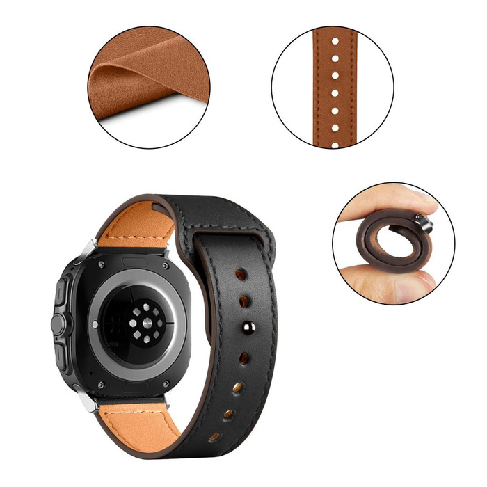 TECH-PROTECT LEATHERFIT SAMSUNG GALAXY WATCH ULTRA (47MM) BLACK