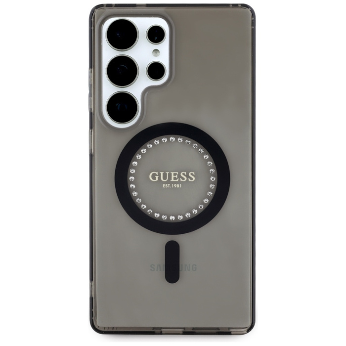 Etui Guess Rhinestones Printed Classic    Logo MagSafe Samsung Galaxy S25 Ultra czarny