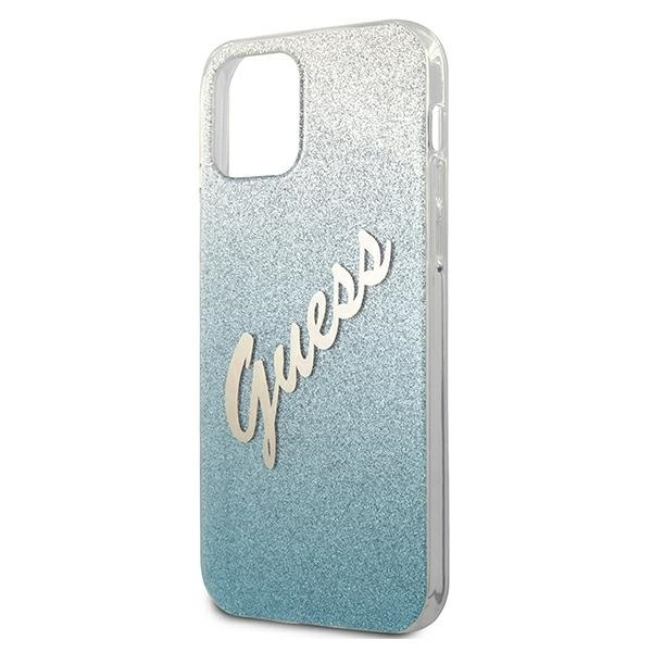 Etui GUESS Apple iPhone 12 Mini Glitter Gradient Script Niebieski Hardcase