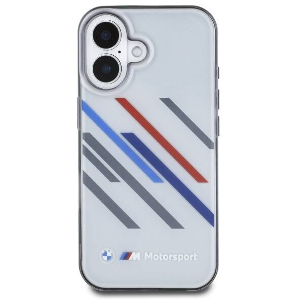 Etui BMW iPhone 16 6.1" szary/grey hardcase Motosport IML Random Stripes