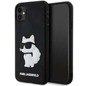 Etui Karl Lagerfeld KLHCN613DRKHNK iPhone 11 6.1" czarny/black hardcase Rubber Choupette 3D Case