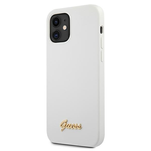 Etui GUESS Apple iPhone 12 Mini Metal Logo Script Biały Hardcase