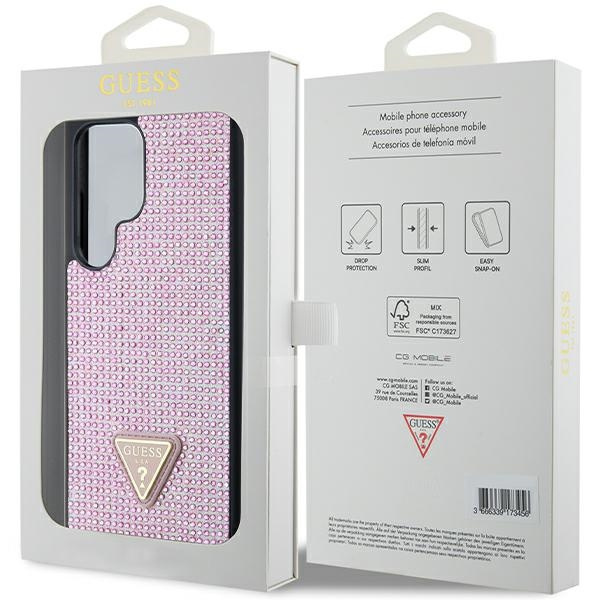 Etui Guess GUHCS24LHDGPPP S24 Ultra S928 różowy/pink hardcase Rhinestone Triangle Case