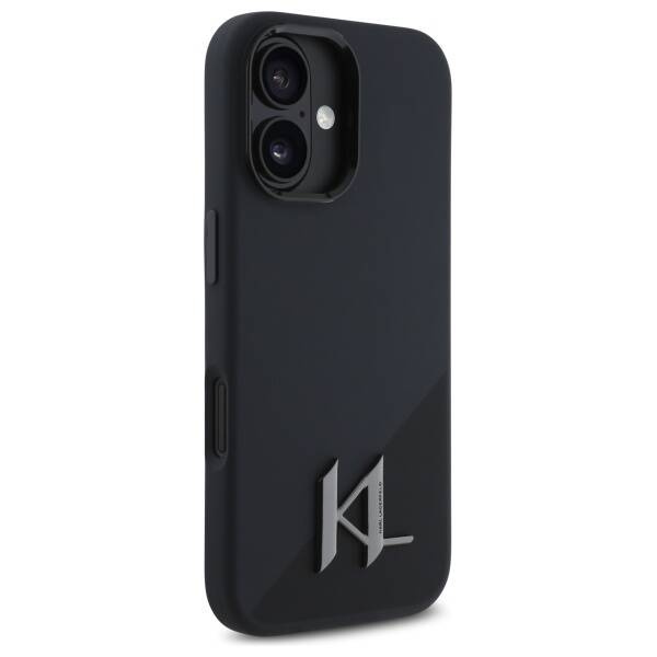 Etui Karl Lagerfeld iPhone 16 6.1" czarny/black hardcase Silicone Shadow Metal Initial MagSafe