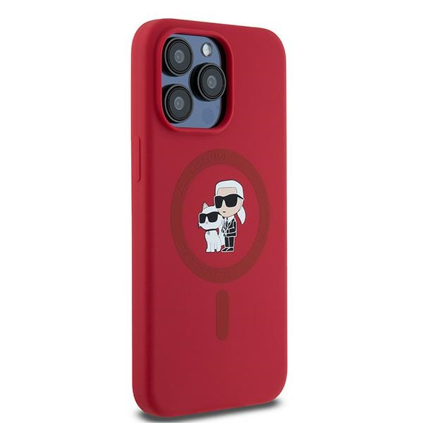 Etui Karl Lagerfeld KLHMP15XSCMKCRHR iPhone 15 Pro Max 6.7" czerwony/red hardcase Silicone Karl & Choupette Ring MagSafe