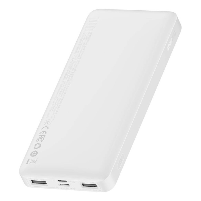 Baseus Bipow powerbank z wyświetlaczem 10000mAh 15W biały (Overseas Edition) + kabel USB-A - Micro USB 0.25m biały (PPBD050002)