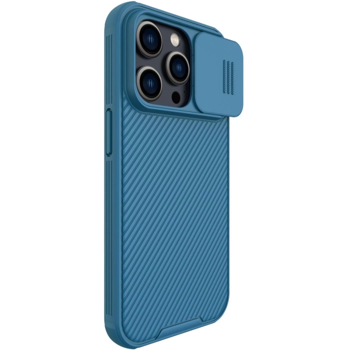 Nillkin CamShield Pro Magnetic Case etui iPhone 14 Pro Max pokrowiec osłona na aparat kamerę niebieski (z MagSafe)