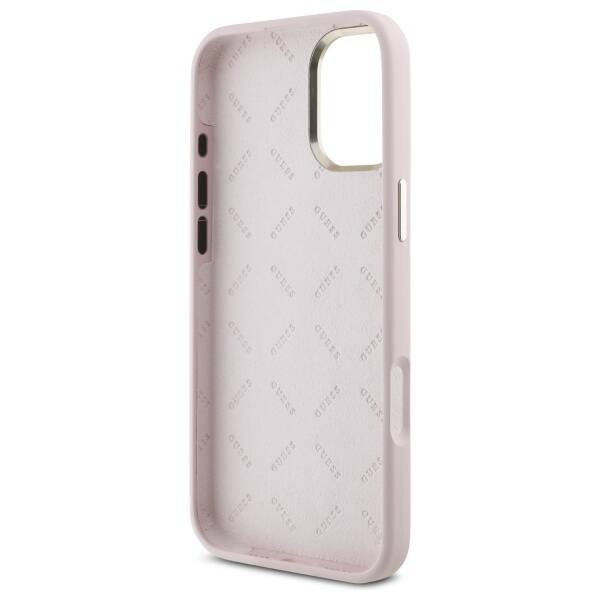 Etui Guess iPhone 16 różowy/pink hardcase Silicone Script Metal Logo & Frame