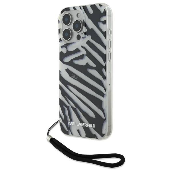 Etui Karl Lagerfeld iPhone 16 Pro 6.3" czarny/black hardcase IML Zebra Pattern & Cord