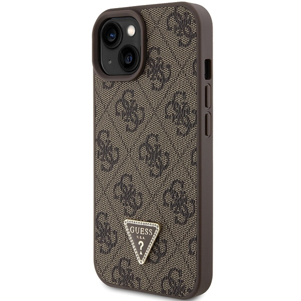 Etui Guess GUHCP15SP4TDPW iPhone 15 6.1" brązowy/brown hardcase Leather 4G Triangle Strass