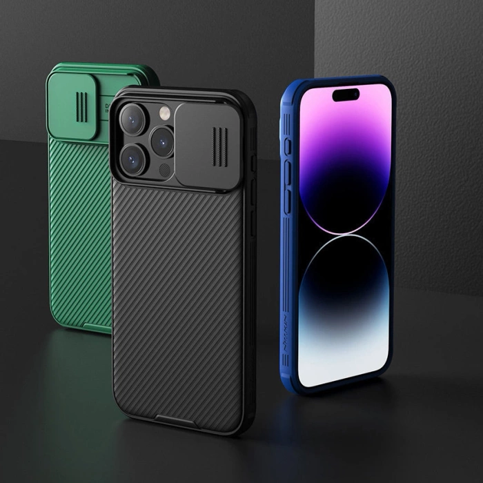 Pancerne etui Nillkin CamShield Pro Magnetic Case do iPhone 15 Plus z osłoną na aparat - niebieskie