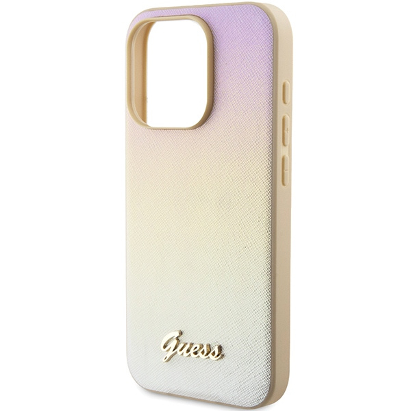 Etui Guess GUHCP14LPSAIRSD iPhone 14 Pro 6.1" złoty/gold hardcase Saffiano Iridescent Script Case