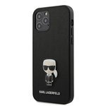 Etui Karl Lagerfeld Apple iPhone 12 12 Pro Saffiano Ikonik Metal Czarny Case