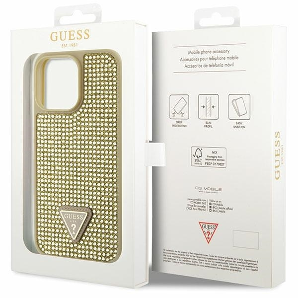 Etui Guess GUHCP14XHDGTPD iPhone 14 Pro Max 6.7" złoty/gold hardcase Rhinestone Triangle Case