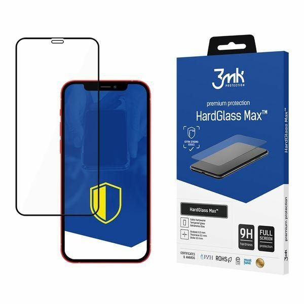 Szkło Hartowane 3MK Apple iPhone 12 Mini 5,4 FullScreen Czarny HardGlass Max