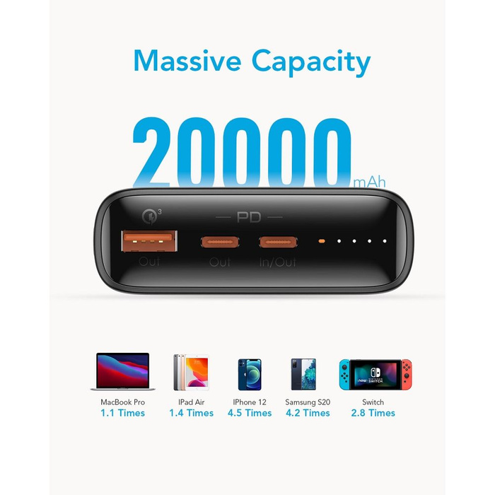 VEGER powerbank 20000 mAh PD QC3.0 5A 100W T100 (W2032C-100) czarny