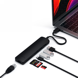 Satechi Slim Multiport USB-C - adapter do urządzeń mobilnych (USB-C PD, 2x USB-A, HDMI 4K, Ethernet, czytnik kart micro/SD) (black)