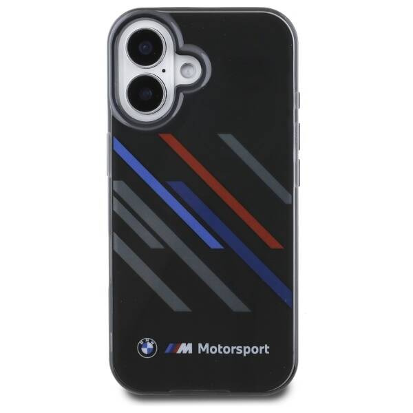 Etui BMW iPhone 16 6.1" czarny/black hardcase Motosport IML Random Stripes