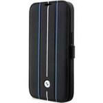 Etui BMW BMBKP14X22RVSK iPhone 14 Pro Max 6,7" czarny/black bookcase Leather Stamp Blue Lines