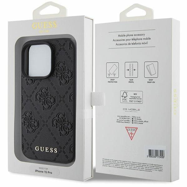 Etui Guess GUHCP15XP4EPMK iPhone 15 Pro Max 6.7" czarny/black hardcase Leather 4G Stamped Case