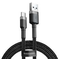 Baseus Cafule Cable wytrzymały nylonowy kabel przewód USB / USB-C QC3.0 3A 1M czarno-szary (CATKLF-BG1)