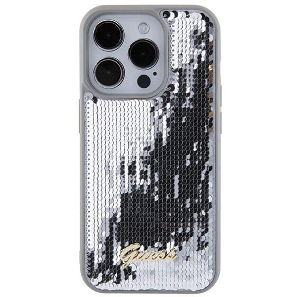 Etui Guess GUHCP15XPSFDGSS iPhone 15 Pro Max 6.7" srebrny/silver hardcase Sequin Script Metal Case