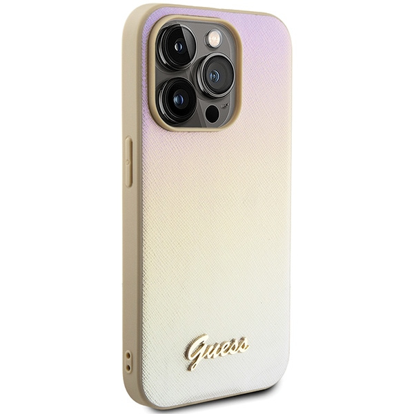 Etui Guess GUHCP15XPSAIRSD iPhone 15 Pro Max 6.7" złoty/gold hardcase Saffiano Iridescent Script Case