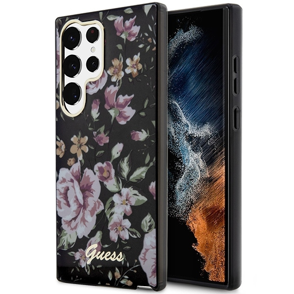 Etui Guess Guhcs23lhcfwsk S23 Ultra S918 Czarny/black Hardcase Flower Collection Case