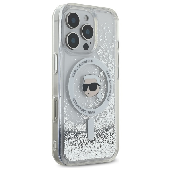 Etui Karl Lagerfeld iPhone 16 Pro Max 6.9" hardcase transparent Liquid Glitter Karl Head Magsafe