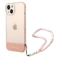 Etui GUESS Apple iPhone 14 Plus Translucent Pearl Strap Różowy Hardcase