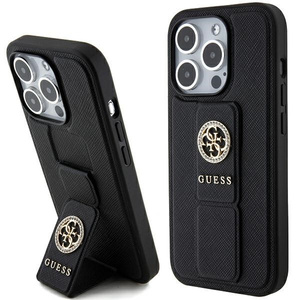 Etui Guess GUHCP15XPGSSADK iPhone 15 Pro Max 6.7" czarny/black hardcase Grip Stand 4G Saffiano Strass Case