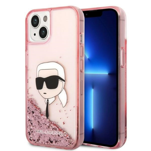 Etui KARL LAGERFELD Apple iPhone 14 Glitter Karl Head Różowy Hardcase