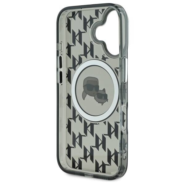 Etui Karl Lagerfeld iPhone 16 6.1" czarny/black IML Monogram Karl&Choupette Head MagSafe