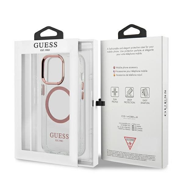 Etui GUESS Apple iPhone 13 13 Pro Metal Outline Magsafe Różowy Hardcase