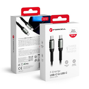 FORCELL F-ENERGY C260 kabel Typ C do Typ C QC4.0 PD 5A 100W Cafule 2 m czarny