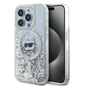 Karl Lagerfeld KLHMP14LLGCHSGH iPhone 14 Pro 6.1" hardcase transparent Liquid Glitter Choupette Head Magsafe