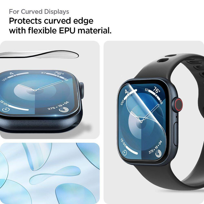 SZKŁO HYBRYDOWE SPIGEN ELITE SHIELD ”EZ FIT” 2-PACK APPLE WATCH 10 (42 MM) CLEAR