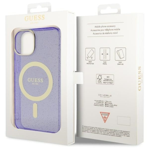 Etui Guess GUHMP14MHCMCGU iPhone 14 Plus 6.7" purpurowy/purple hardcase Glitter Gold MagSafe Case