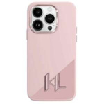 Etui Karl Lagerfeld iPhone 16 6.1" różowy/pink hardcase Silicone Shadow Metal Initial MagSafe