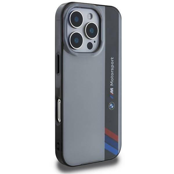 Etui BMW iPhone 16 Pro Max 6.9" szary/grey hardcase Motosport IML Vertical Stripe