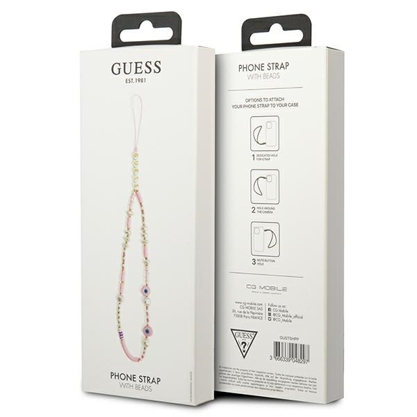 Zawieszka GUESS Phone Strap Beads Shell Różowy