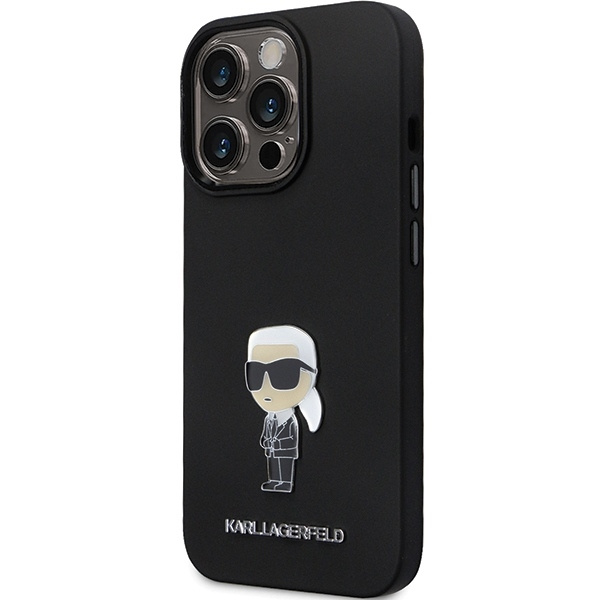 Etui Karl Lagerfeld KLHCP13LSMHKNPK iPhone 13 Pro / 13 6.1" czarny/black Silicone Ikonik Metal Pin