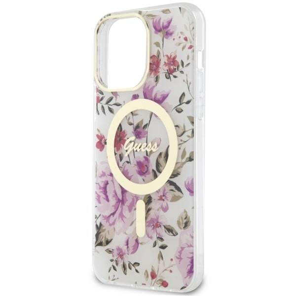 Etui Guess GUHMP14XHCFWST iPhone 14 Pro Max 6.7" transparent hardcase Flower MagSafe Case