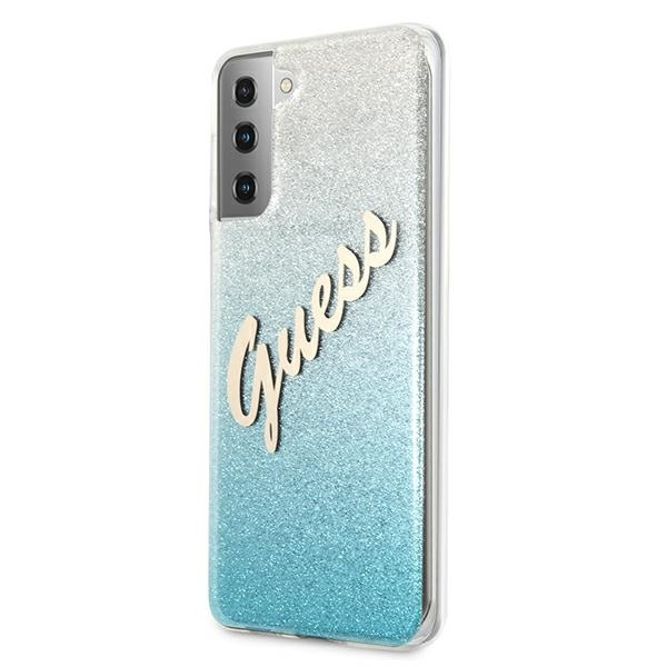 Etui GUESS Samsung Galaxy S21 Plus Glitter Gradient Script Niebieski Hardcase